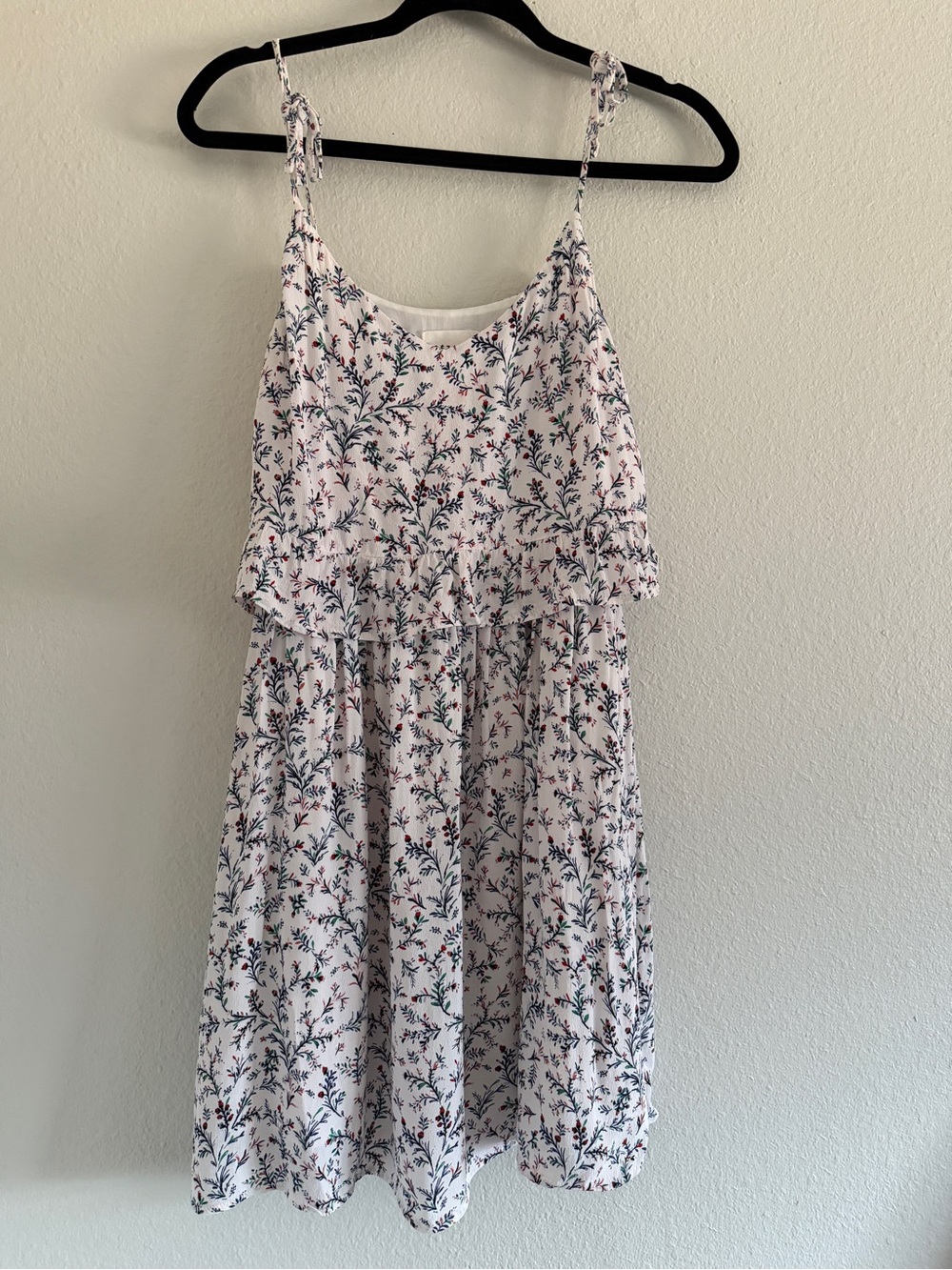 Sézane Ashley Floral A-Line Sundress White Multicolor Ruffle